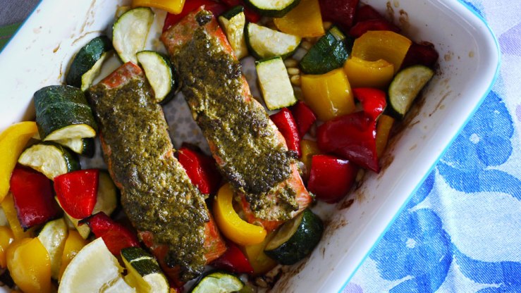 Salmon Pesto Bake